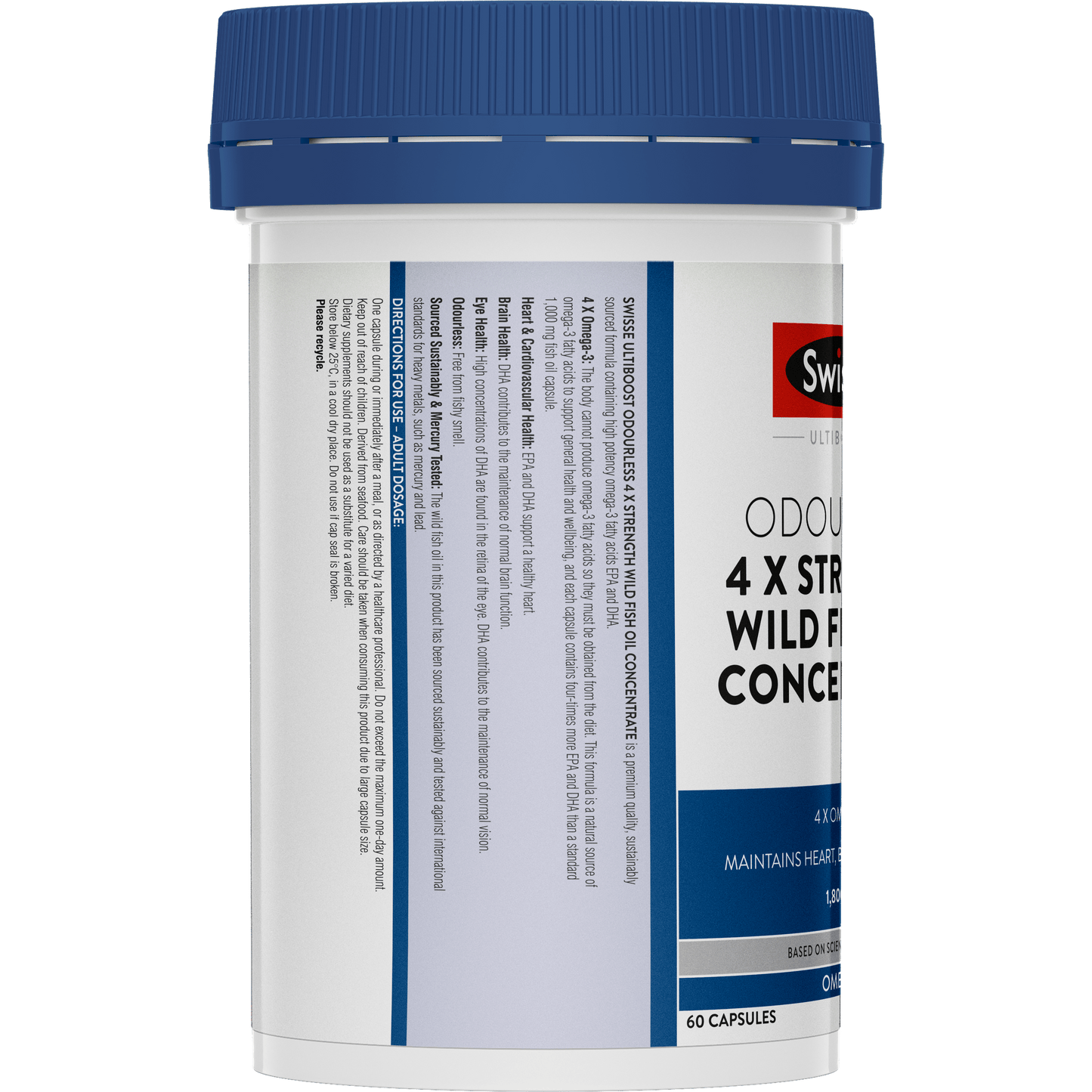 Swisse Odourless 4x Strength Wild Fish Oil Concentrate Left Side