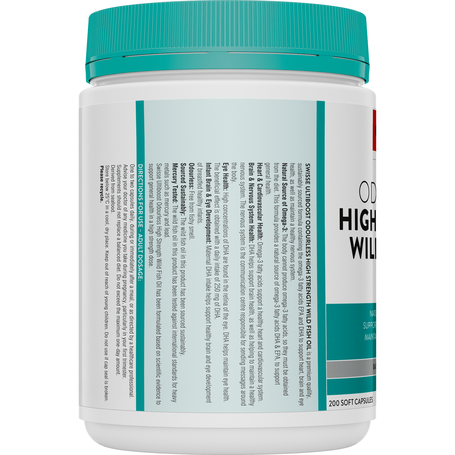 Swisse Odourless High Strength Wild Fish Oil 1500mg Left Side