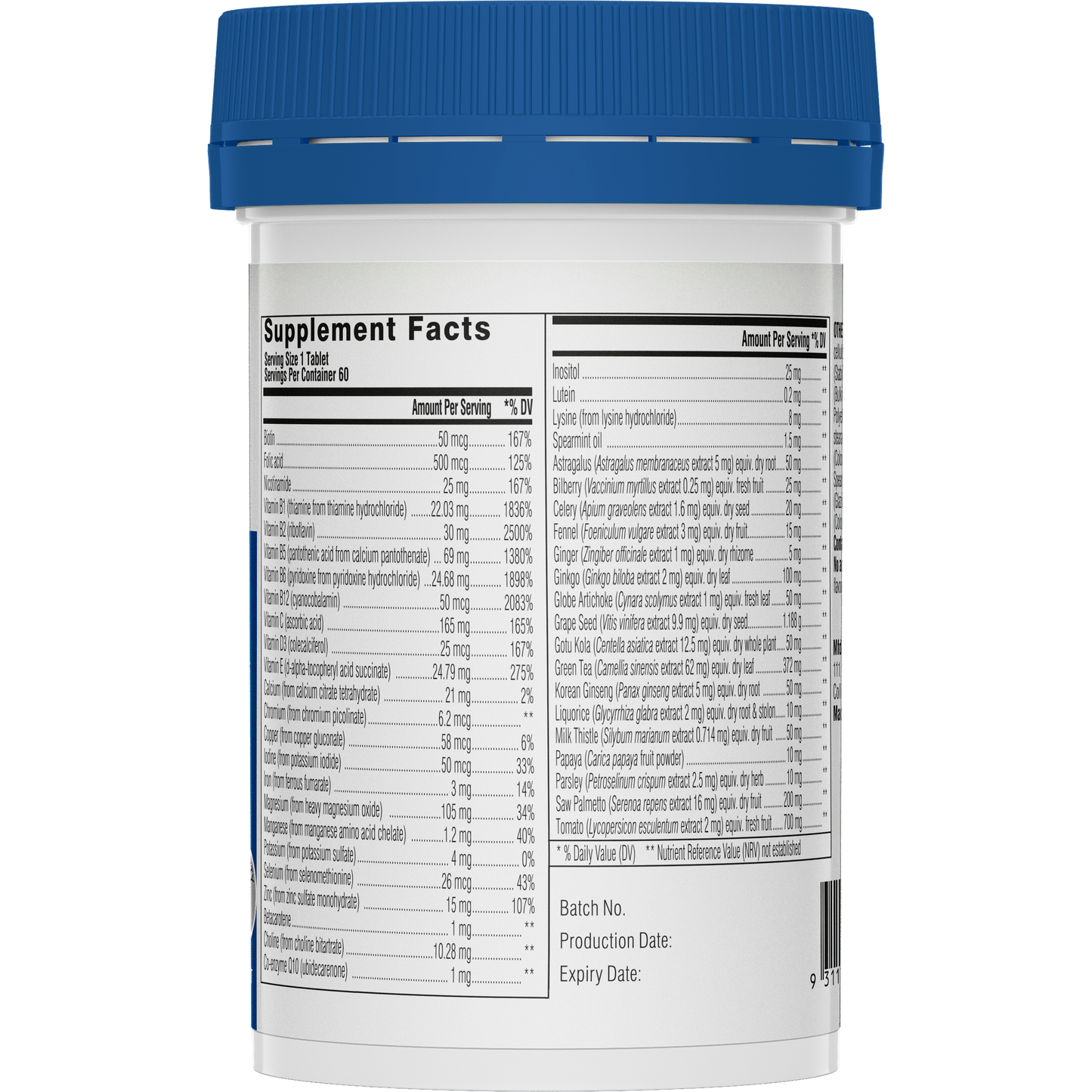 Swisse Mens Multivitamin Back Side