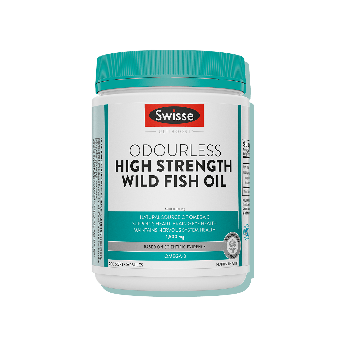 Swisse Odourless High Strength Wild Fish Oil 1500mg Front Side