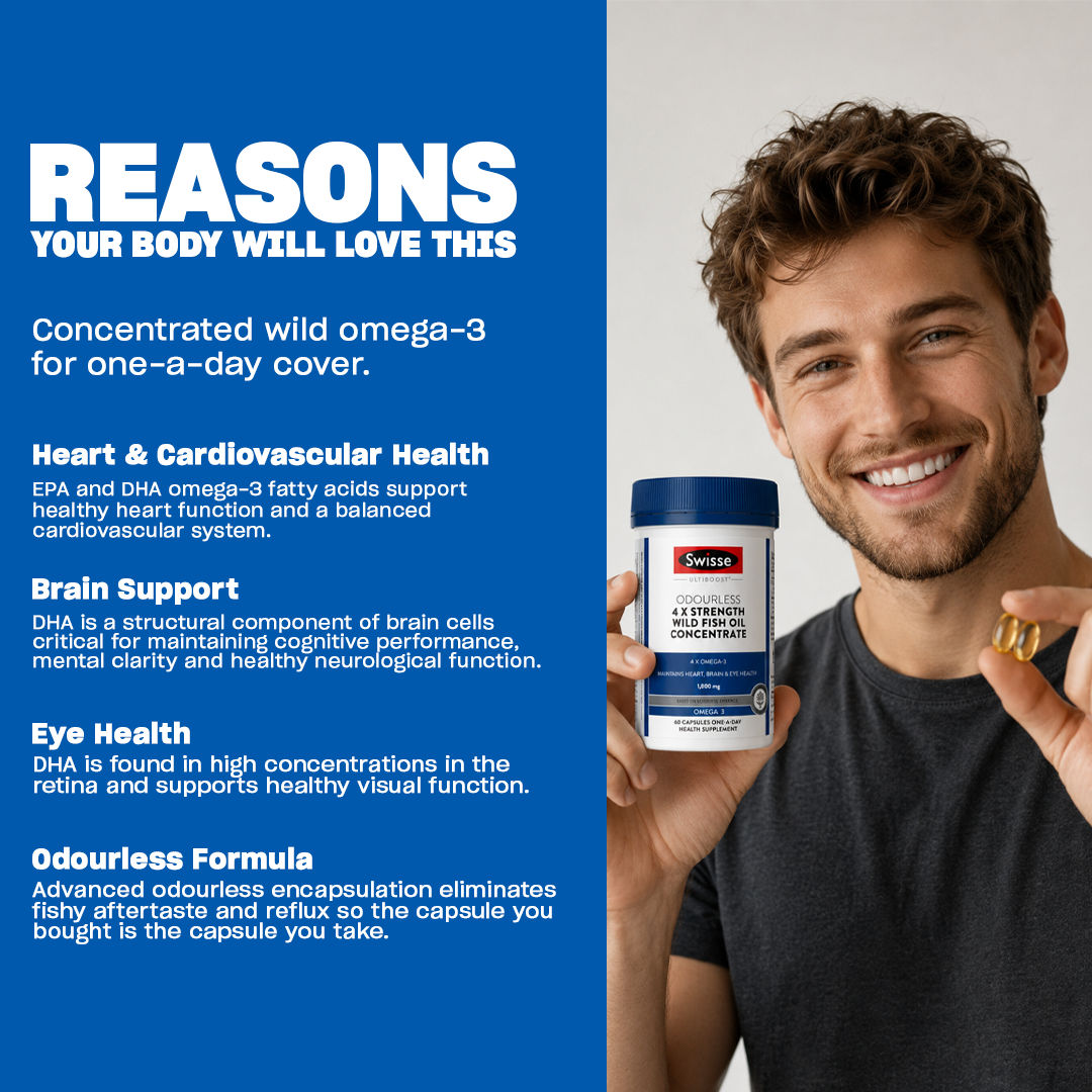 Swisse Ultiboost Odourless 4X Strength Wild Fish Oil Concentrate